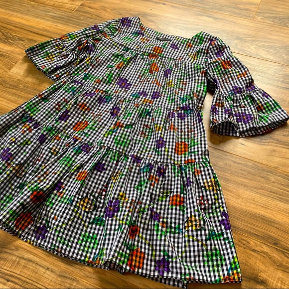 NWT Romeo + Juliet Med Black Gingham Floral Dress - Picture 7 of 7